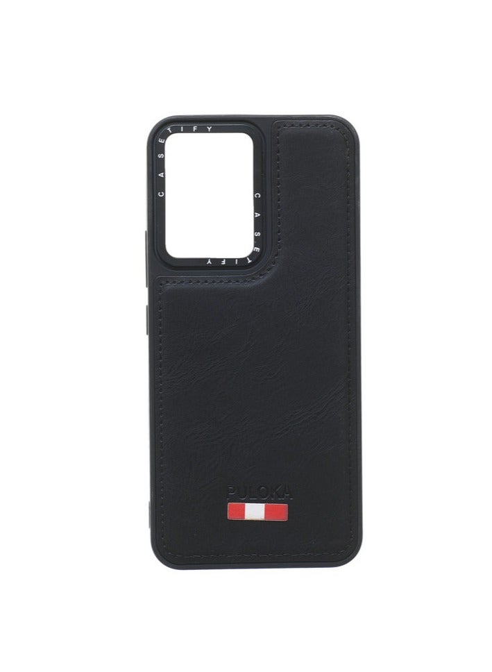 Leather Silicone And Plastic Back Phone Protection Cover For vivo Y02 - Black - Image 1
