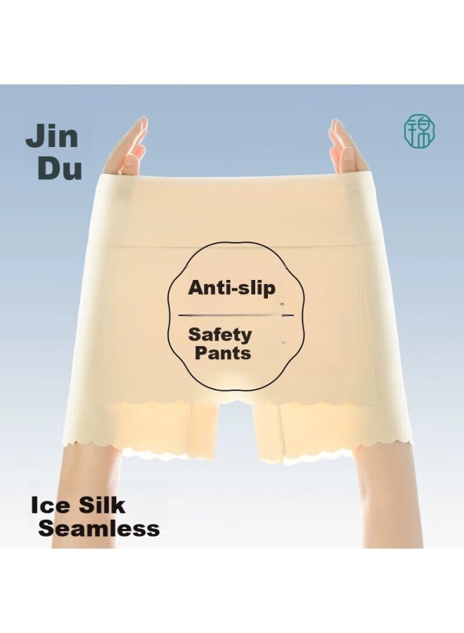 Jindu Women's Safety Shorts, Anti-light Leakage Seamless Underwear With Double-layer Coverage In The Triangle Area, Anti-embarrassment Ice Silk Bridal Leggings For Summer - Image 1