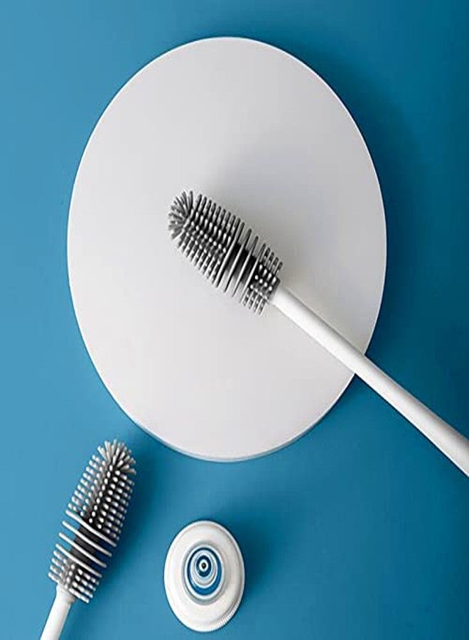 KitchenFest® Glassware Cleaning TPR Made Flexible Bristles Brush Long Handle Silicone Bottle Cleaner Brush - Grey - Image 1