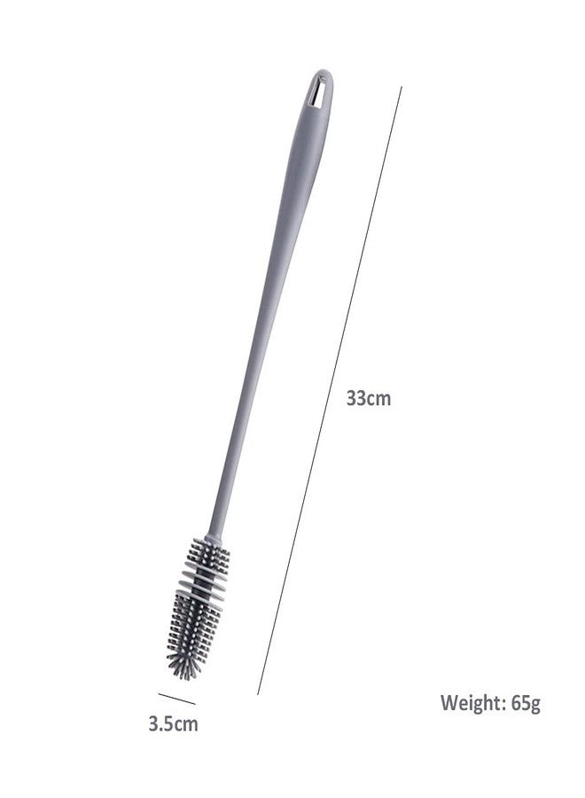 KitchenFest® Glassware Cleaning TPR Made Flexible Bristles Brush Long Handle Silicone Bottle Cleaner Brush - Grey - Image 2