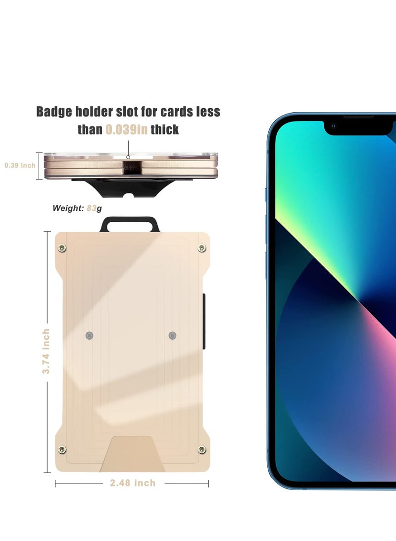 KASTWAVE Wallet For Men Slim Aluminum Metal Money Clip with Transparent Work RFID Metal Wallet Work ID Card Holder Business Card Holder with Clear Window Badge Clip Cash Slim Minimalist Wallet (Desert Gold) - Image 5