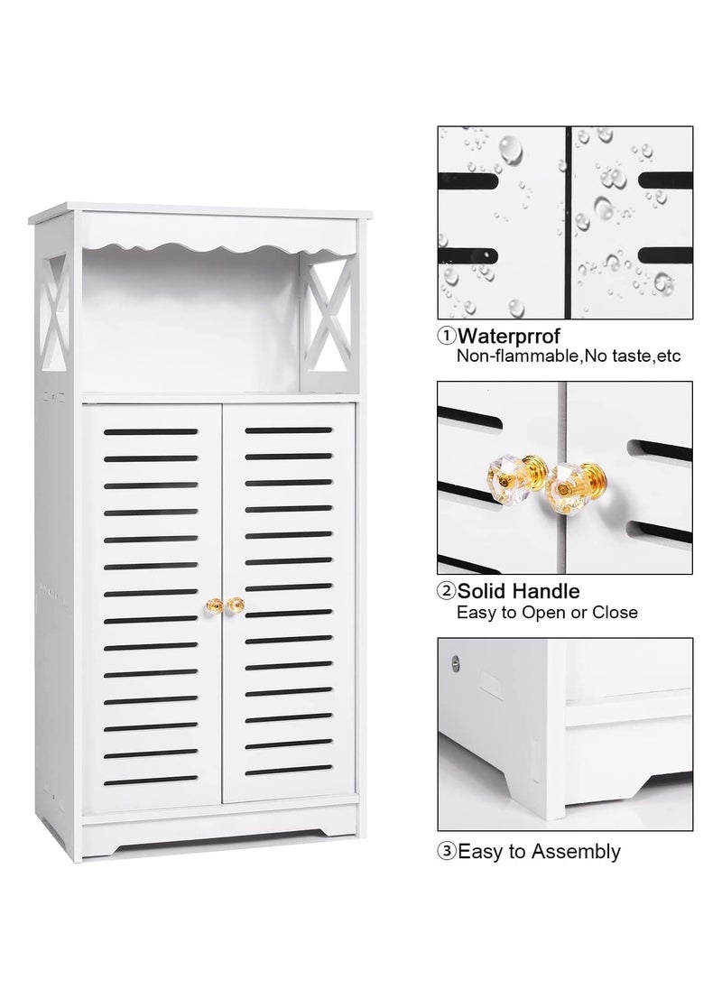 Generic - Bathroom Storage Cabinets, White Floor Cabinet, Waterproof Storage Furniture for Bedroom, Kitchen, and Hallway - PVC Lightweight - Image 1