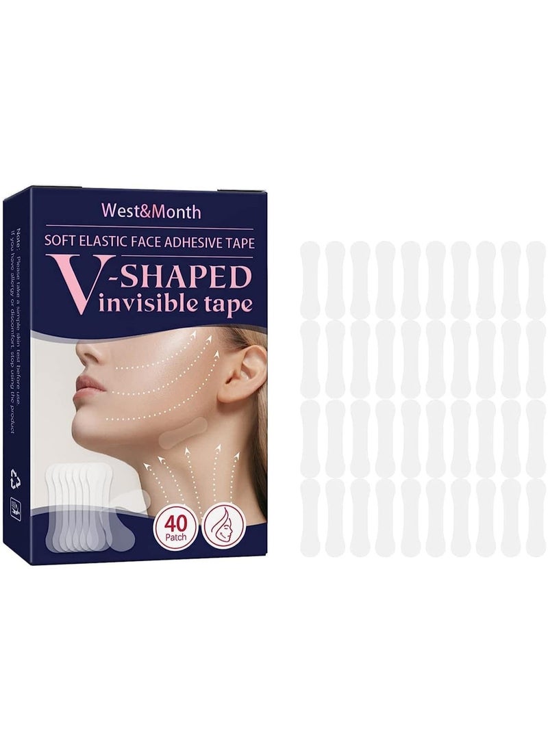 Yameem Yameem 40Pcs V Shaped Invisible Face Stickers, Double Chin V Line Lifting Patch, Tighten Hide Double Chin And Wrinkles Around The Eyes and Neck, Lifting Saggy Skin, Make-up Face Lift Tools  - Image 1