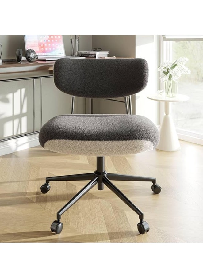 Ergonomic Desk Chair with Wheels – Grey and White, Adjustable Height, Lumbar Support & Swivel Seat for Home and Office