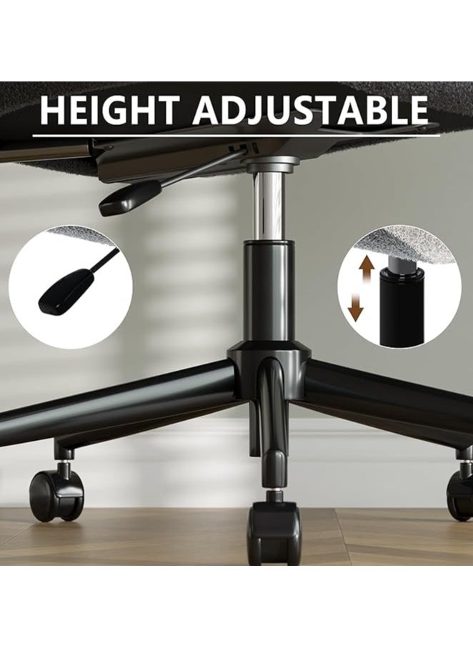 Ergonomic Desk Chair with Wheels – Grey and White, Adjustable Height, Lumbar Support & Swivel Seat for Home and Office