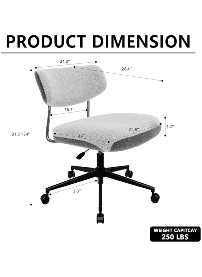 Ergonomic Desk Chair with Wheels – Grey and White, Adjustable Height, Lumbar Support & Swivel Seat for Home and Office