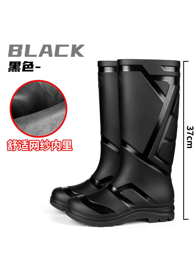 High-top Men's Rain Boots, Waterproof, Non-slip, Wear-resistant, With Rubber Sole, Suitable For Outdoor Fishing And Camping, Thickened Labor Protection Rubber Shoes
