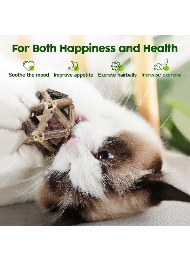 Potaroma Potaroma Catnip Toys, 3Pcs Cat Toys Natural Silvervine Stick Cage Balls & Bell Ball for Indoor Cats, Kitten Cleaning Teeth Molar Matatabi Cat Chew Toy All Breeds  - Image 3