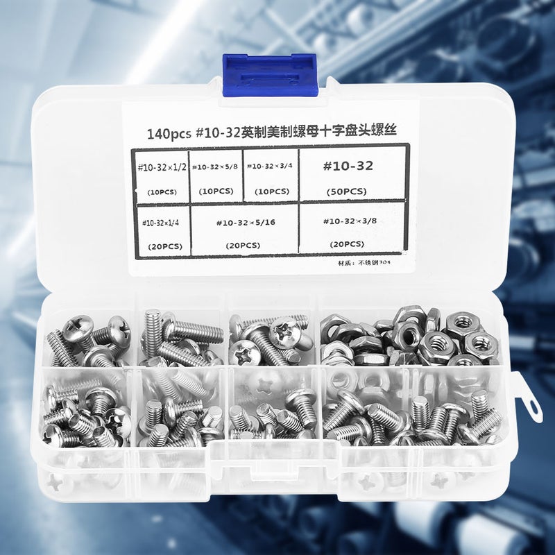 140pcs #10-32 304 Stainless Steel PH Pan Head Screws Kit Assortment Set - Image 4