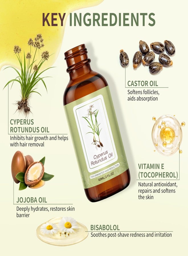 Veakoo Cyperus Rotundus Oil, Natural Cyprus Rotundus Oil for Hair Removal, Reduces Unwanted Face Body Hair Growth, Moisturizes & Soothes Skin, Shrinks Pores, Ideal for All Skin Types, 2 Oz - Image 2