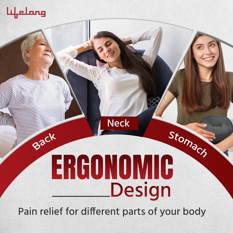 Lifelong LLM369 Cushion Massager and Body Massager with Heat and Strong 8 Deep Kneading nodes for Back, Neck, Shoulders Muscle Pain Relief and Portable Massager (1 Year Warranty, Black) - Image 4