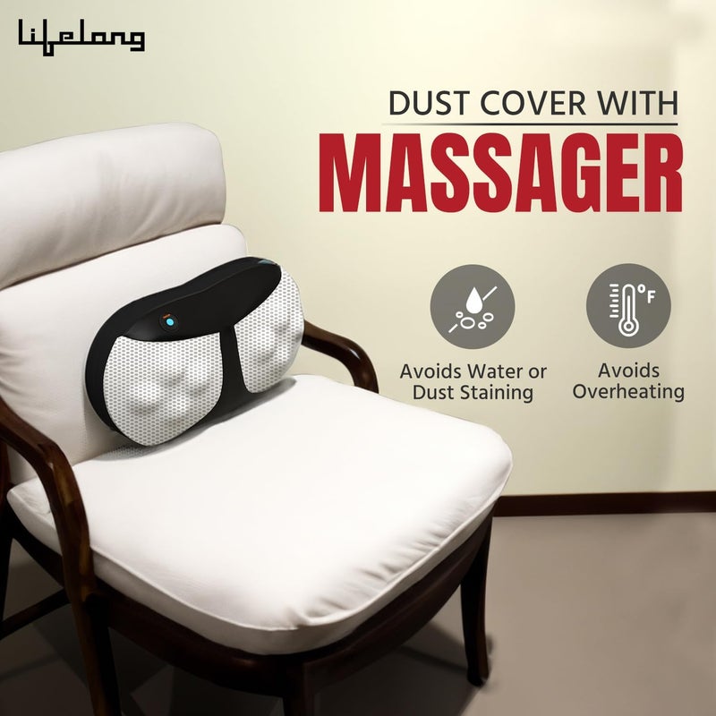 Lifelong LLM369 Cushion Massager and Body Massager with Heat and Strong 8 Deep Kneading nodes for Back, Neck, Shoulders Muscle Pain Relief and Portable Massager (1 Year Warranty, Black) - Image 5