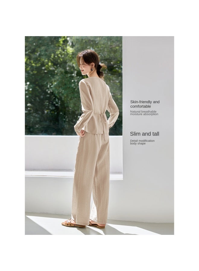 Flax Linen Relaxed Two-piece Set For Light Commuting】breathable Summer 2025 Outfit With Comfortable And Elegant Style - Image 5