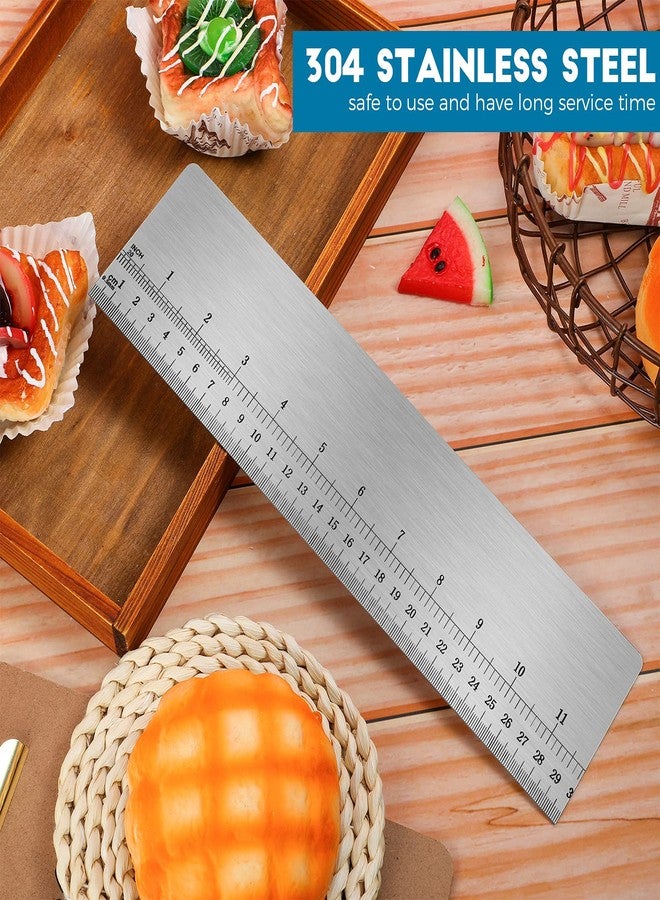 Nuenen 12 Inches Stainless Steel Cake Scraper with Scale Cake Edge Smoother Decorating Comb Baking Scraper Tool for Baking Measuring Buttercream Home Kitchen Accessory - Image 4