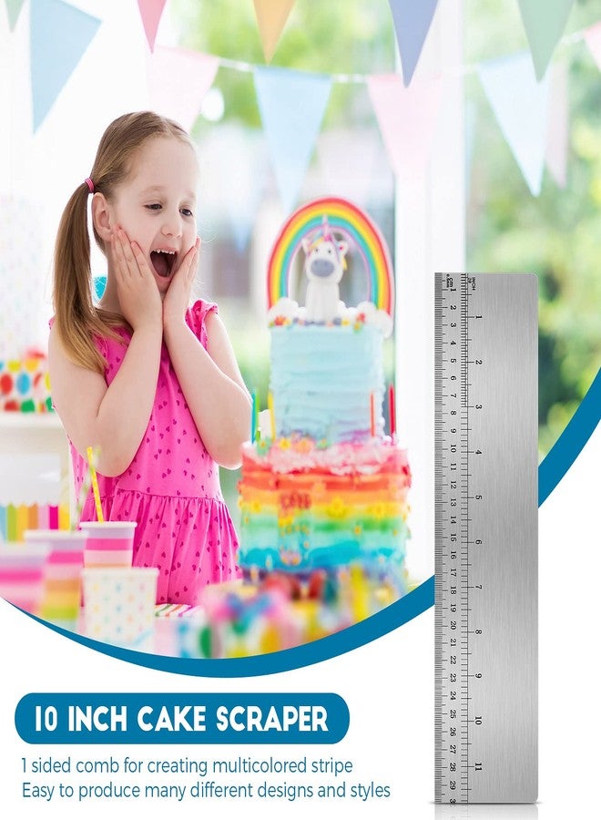 Nuenen 12 Inches Stainless Steel Cake Scraper with Scale Cake Edge Smoother Decorating Comb Baking Scraper Tool for Baking Measuring Buttercream Home Kitchen Accessory - Image 5