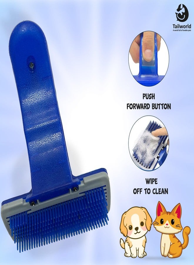 Tailworld Plastic SELF Clean Slicker| for Both Cats and Dogs| Self Clean Brush for Deshedding| Gently Removes Loose Undercoat, Mats & Tangled Hair| Made with Plastic - Image 2