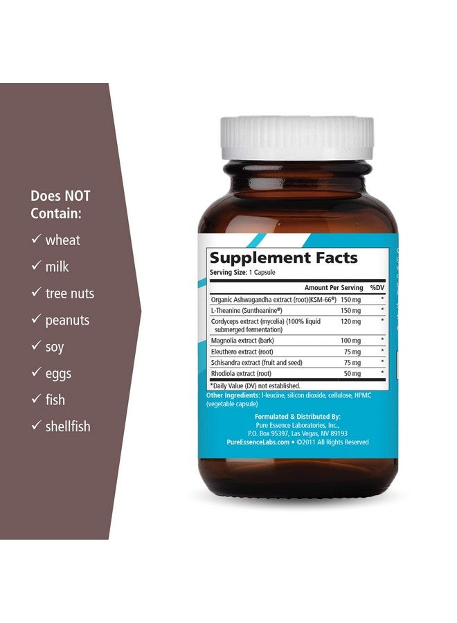 PURE ESSENCE LABS Calm Essence - Natural Sleeping Aid and Anti Stress Supplement for Adults - Calming Stress Relief (30 Capsules) - Image 2