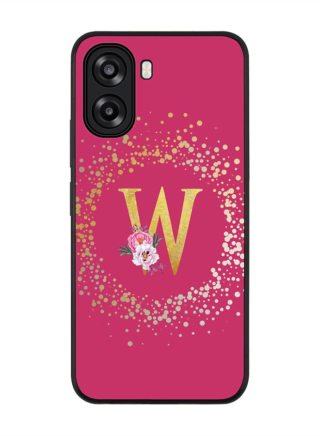 Stylizedd For Oppo A6x 5G / A6x 4G Case,Slim fit Camera Protection, Shockproof Thin Phone cover  - Custom Monogram Floral - W ( Deep Pink ) - Image 1