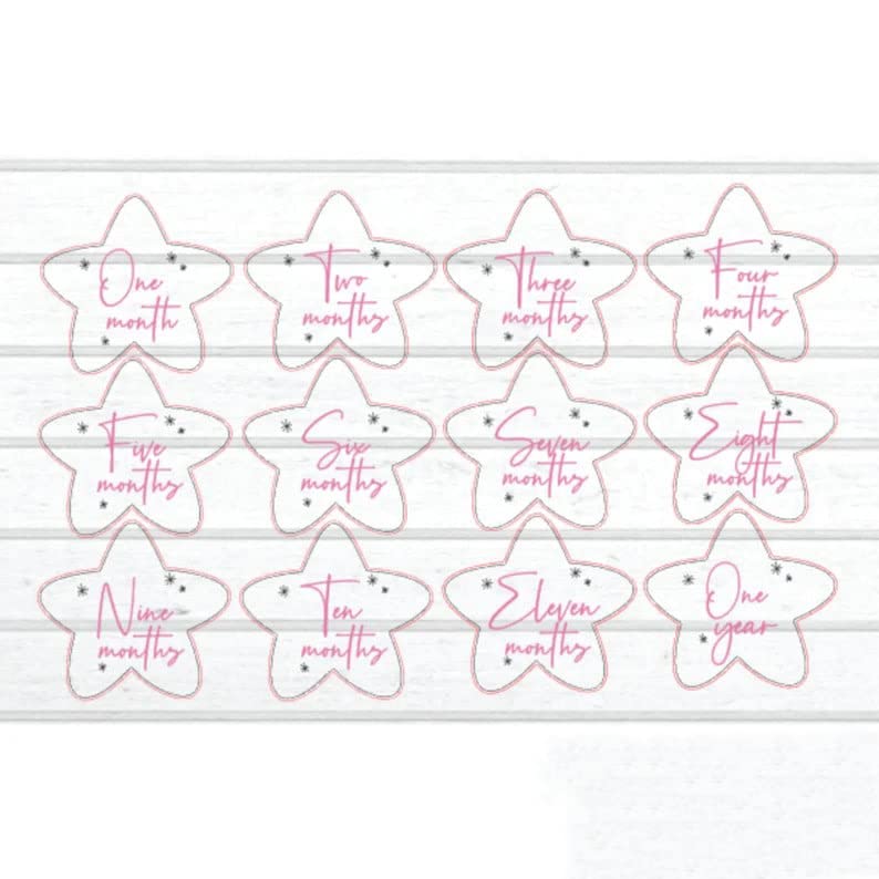 CLITHS Pack of 12 Pieces Wooden Star Nursery Milestone, Digital Nursery Decor, Glow Forge, Wooden Baby Milestone - Image 4