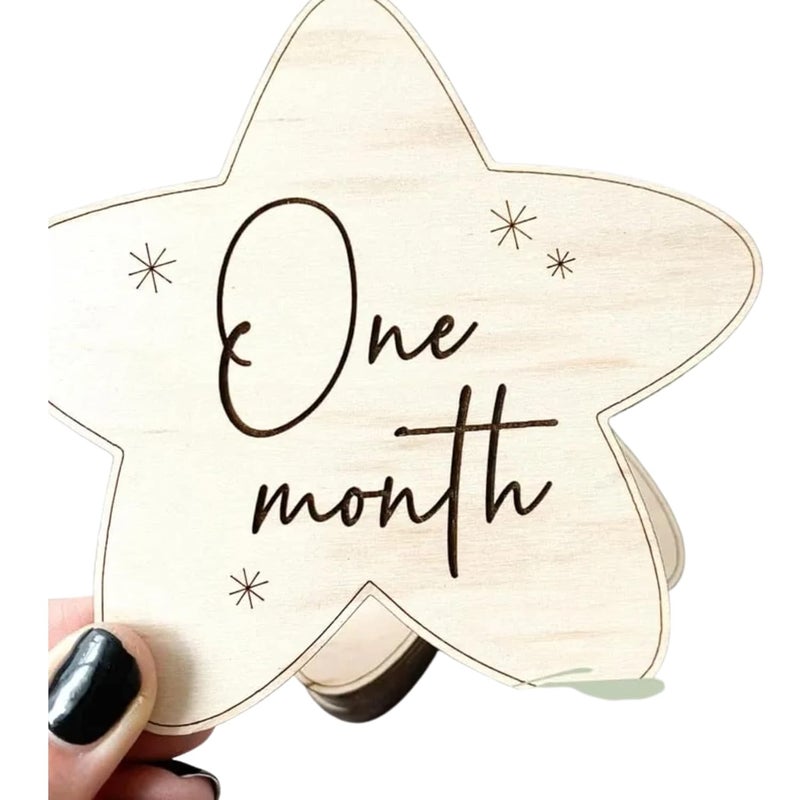 CLITHS Pack of 12 Pieces Wooden Star Nursery Milestone, Digital Nursery Decor, Glow Forge, Wooden Baby Milestone - Image 2