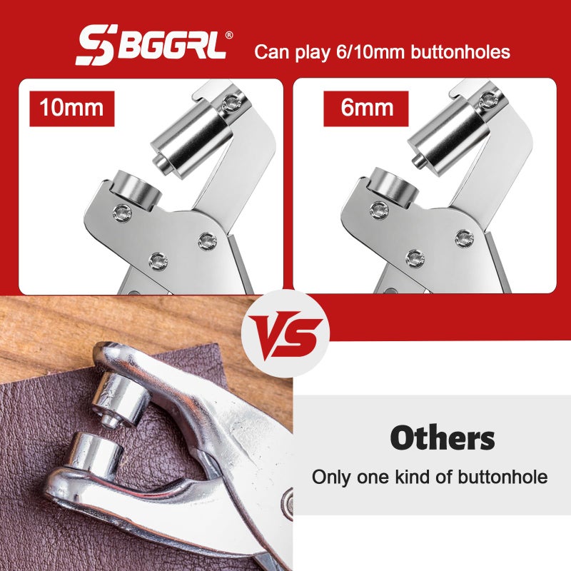 SBGGRL Grommet Kit of 1/4" and 3/8" Punch with 500 Pcs Metal Eyelets,Handheld Heavy Duty Eyelet Pliers Rivet Press Tool Set for Tarps Leather Crafts Fabric Tents Canvas - Image 5