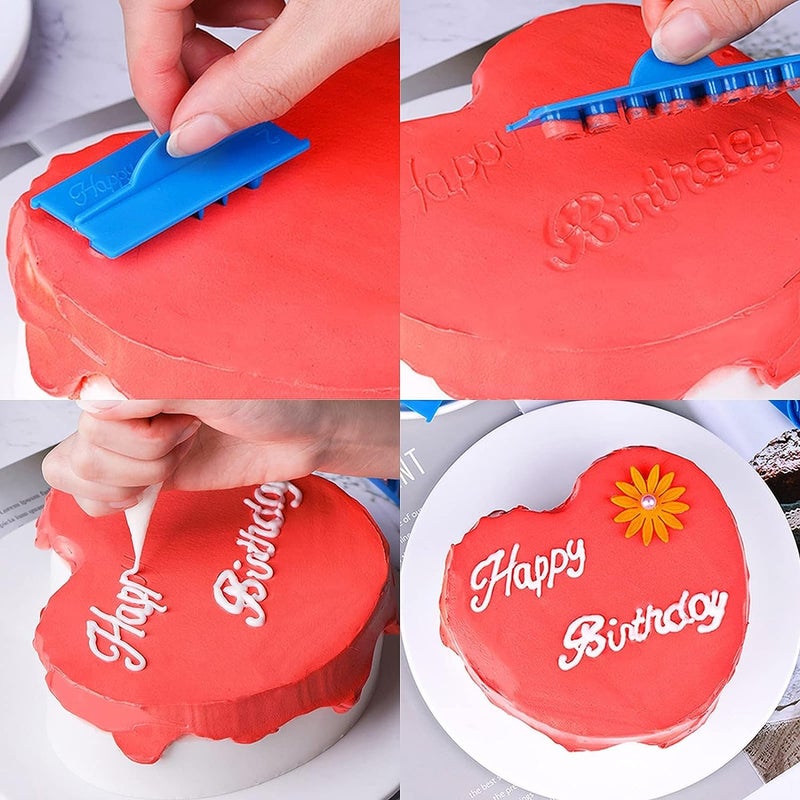 AYNEFY 6Pcs Cake Words Stamp, DIY Handwritten Letter Printed Stamp Happy Birthday Best Wishes Congratuation Anniversary Handwritten Letter Cutter Set for DIY Cake Cookies - Image 4