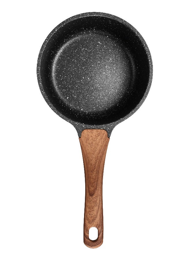 ESLITE LIFE Sauce Pan 16Cm with Glass lid Aluminum | Non-stick coating | Scratch Resistant & Durable | Soft touch wooden esthetic , Black - Image 4