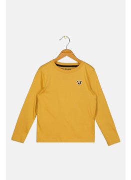 Kids Boy Graphic Print Long Sleeves Top, Mustard