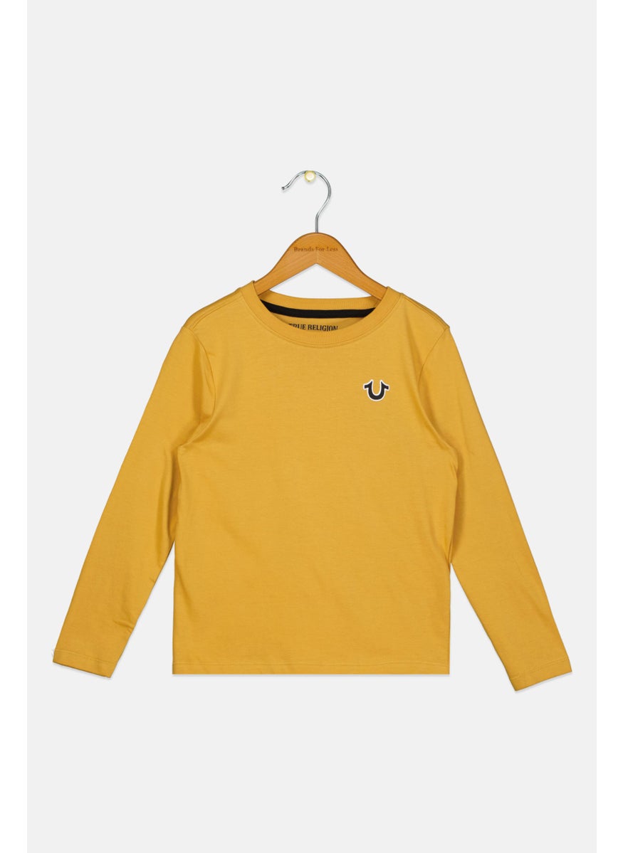 TRUE RELIGION - Kids Boy Graphic Print Long Sleeves Top, Mustard - Image 1