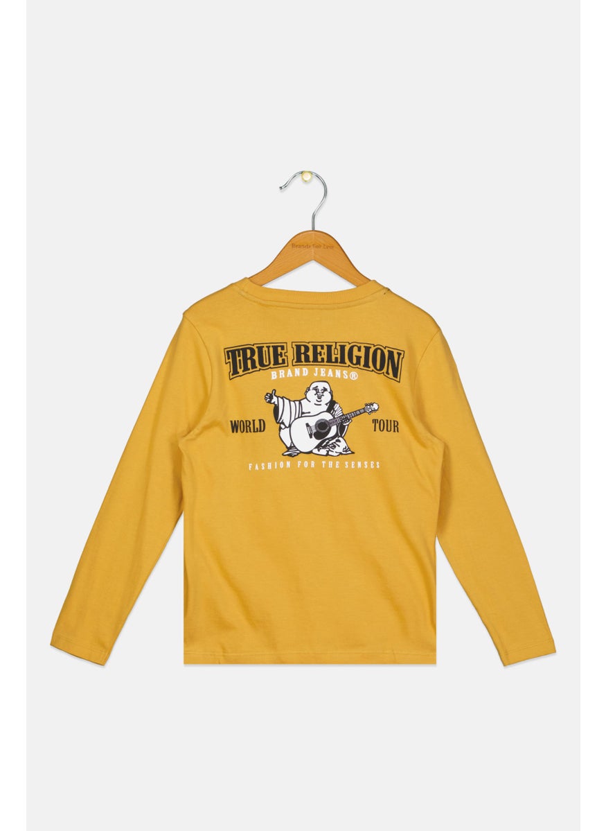 TRUE RELIGION - Kids Boy Graphic Print Long Sleeves Top, Mustard - Image 1