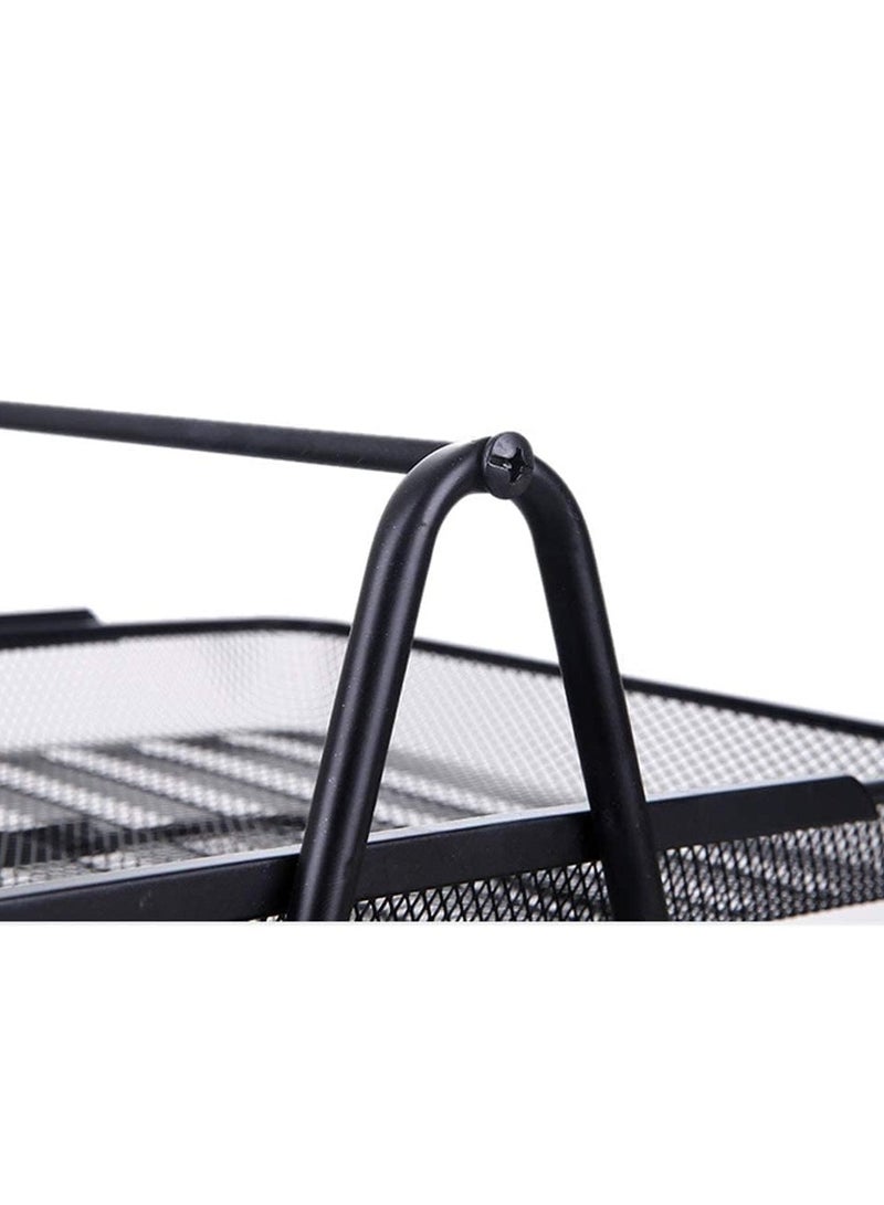 Yuwell 2-Tier Metal Mesh Document Tray Desk Organizer Paper Holder for Desk 2 Tier Desk Tray Black - Image 3