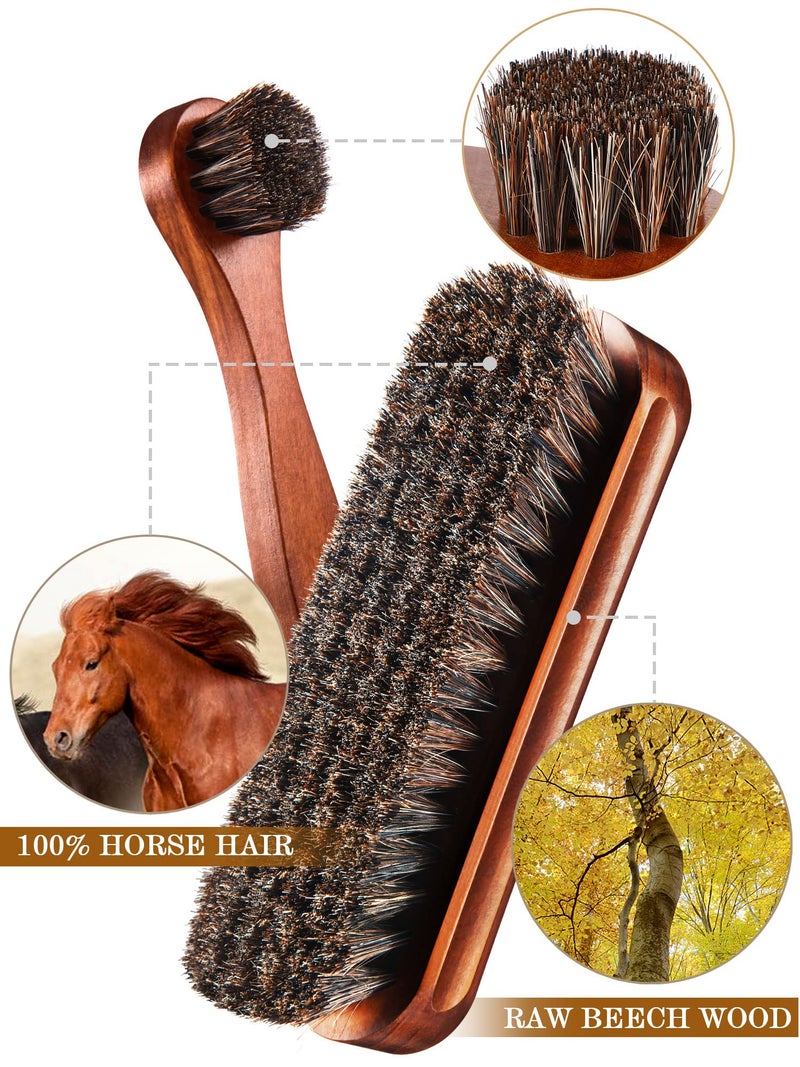 Youngjoy 3 Pieces Horsehair Shine Shoes Brush kit Polish Dauber Applicators (F) - Image 3