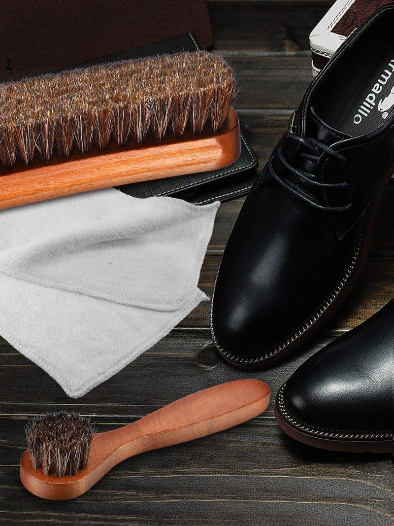 Youngjoy 3 Pieces Horsehair Shine Shoes Brush kit Polish Dauber Applicators (F) - Image 5