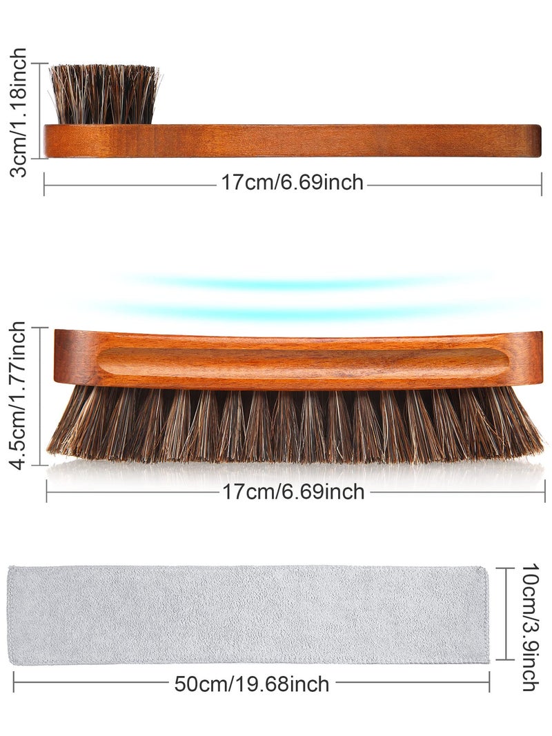 Youngjoy 3 Pieces Horsehair Shine Shoes Brush kit Polish Dauber Applicators (F) - Image 2