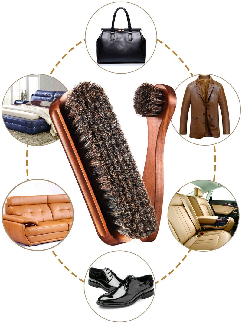 Youngjoy 3 Pieces Horsehair Shine Shoes Brush kit Polish Dauber Applicators (F) - Image 4