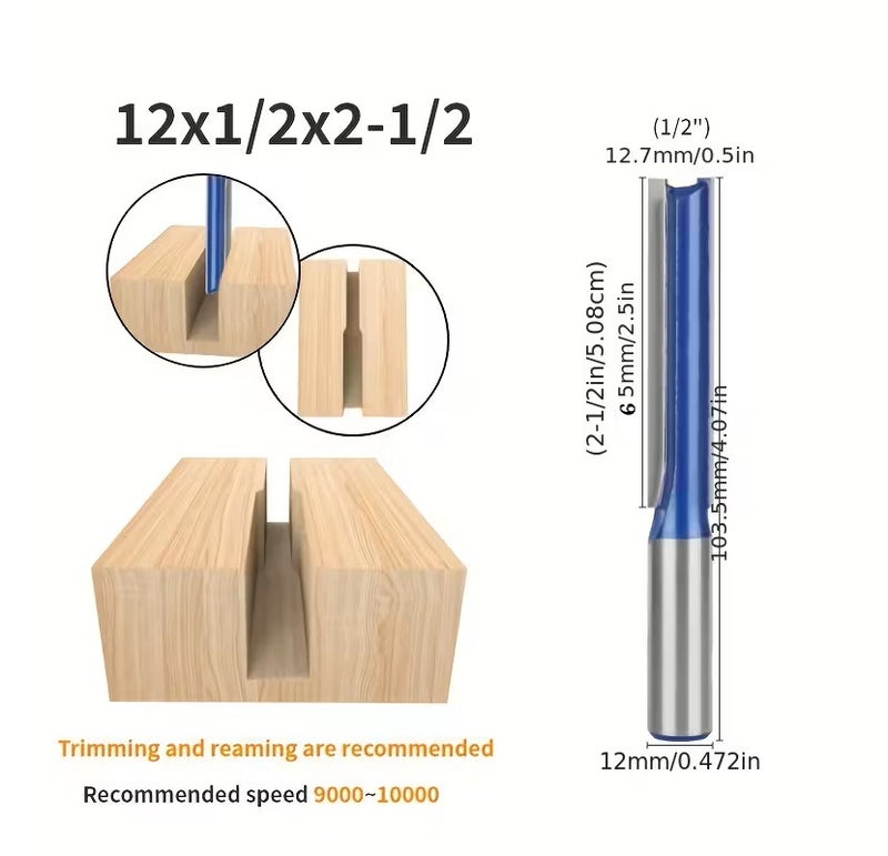 T&Y قاطع راوتر مزدوج الشفرات 12 مم عمود، 12x50، 12x65، 12x75 مم قطع، قاطع شفرات مزدوجة لقطع ديدو، قطر القطع، قاطع لعمل الأخاديد في الخشب - Image 4