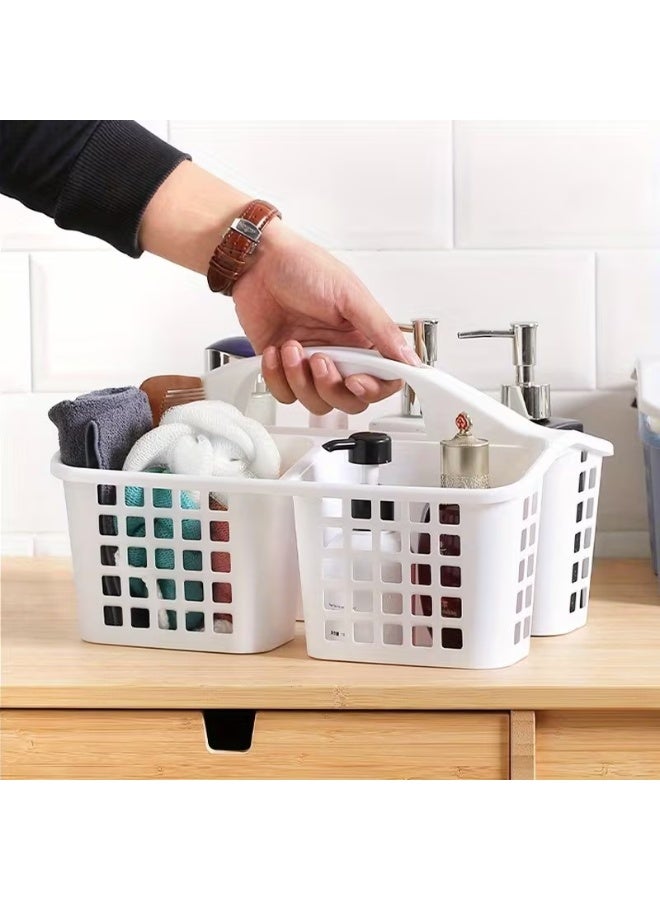هابي هوم سلة استحمام بلاستيكية محمولة مع مقبض – منظم تخزين 3 أقسام لحمل الشامبو والصابون وإكسسوارات الحمام والتنظيف – سلة تخزين متعددة الاستخدامات للحمام والمطبخ وغرفة النوم والمسكن والتخييم – خفيفة الوزن ومتينة لحمل مستلزمات النظافة والتنظيف والتنظيم – منظم صغير موفر للمساحة للحمامات الصغيرة والمطابخ والسكن الطلابي - Image 4
