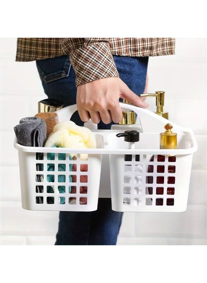هابي هوم سلة استحمام بلاستيكية محمولة مع مقبض – منظم تخزين 3 أقسام لحمل الشامبو والصابون وإكسسوارات الحمام والتنظيف – سلة تخزين متعددة الاستخدامات للحمام والمطبخ وغرفة النوم والمسكن والتخييم – خفيفة الوزن ومتينة لحمل مستلزمات النظافة والتنظيف والتنظيم – منظم صغير موفر للمساحة للحمامات الصغيرة والمطابخ والسكن الطلابي - Image 2