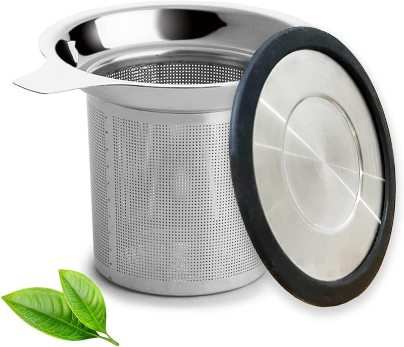 BLIGKO Tea Infuser, Extra Fine Mesh Tea Strainer with Silicone Lid, 304 Stainless Steel Tea Infusers for Loose Tea, Tea Steeper Basket Filter for Teapot, Mug, Cup - Image 1