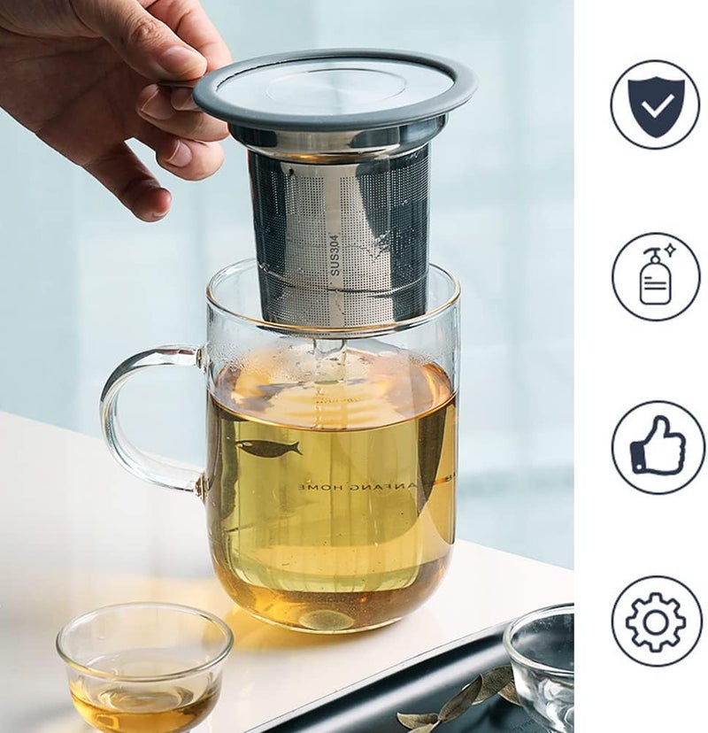 BLIGKO Tea Infuser, Extra Fine Mesh Tea Strainer with Silicone Lid, 304 Stainless Steel Tea Infusers for Loose Tea, Tea Steeper Basket Filter for Teapot, Mug, Cup - Image 4
