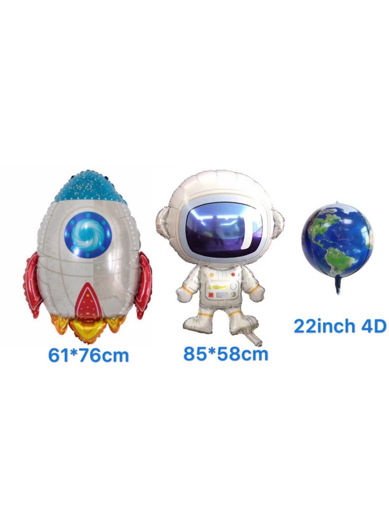 اي اي اي بيبا بيغ، ديكورات حفلات عيد ميلاد بالونات الفضاء، 32 قطعة، رائد فضاء 85 سم، صاروخ، أرض، سماء، بيبا بيغ الفضائية 73 سم، طبق جورج الطائر، لوازم حفلات للأطفال\ مجموعة أطفال (مجانًا: منفاخ، شريط لاصق، شريط) - Image 2