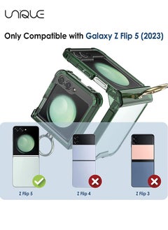 Unique For Samsung Galaxy Z Flip 5 Phone Case, TPU Shockproof Phone Case, Ultra Slim Aesthetic Clear Phone Case, Rugged Hard Case with Ring Bracket & Hinge Protection (Green)  - Image 2