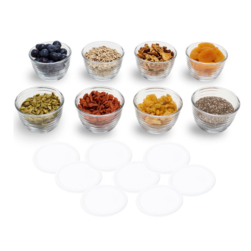 LIBBEY Libbey Small Glass Bowls with Lids 625 ounce Set of 8 Clear 345inch Diameter