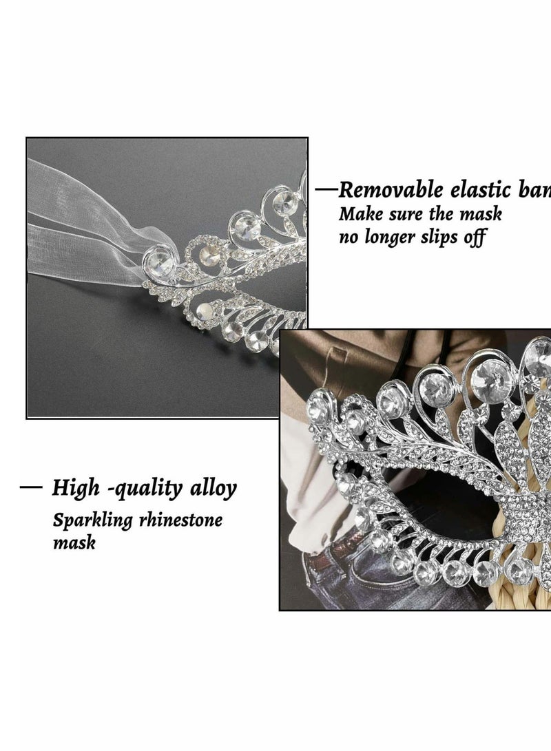 KASTWAVE Masquerade Mask, Luxury Diamond Rhinestone Fancy Mask, Quality Alloy Venetian Party Mardi Gras Masks, Party Crown Mask for Women Lady - Image 4
