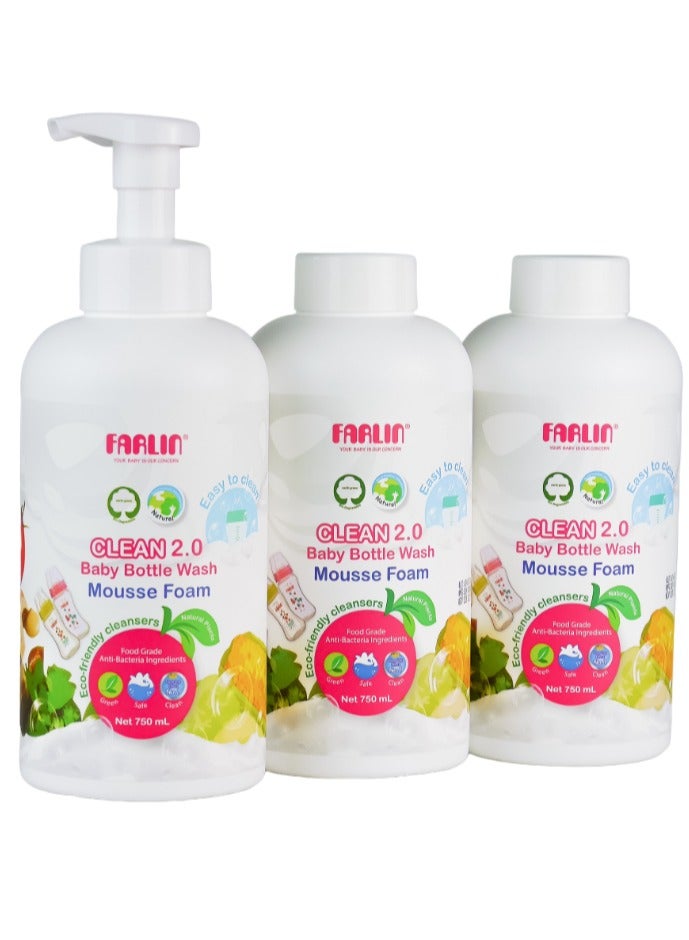 FARLIN رغوة غسيل زجاجة الأطفال الصديقة للبيئة 2.0 - 750 مل - 2+1 - Image 3