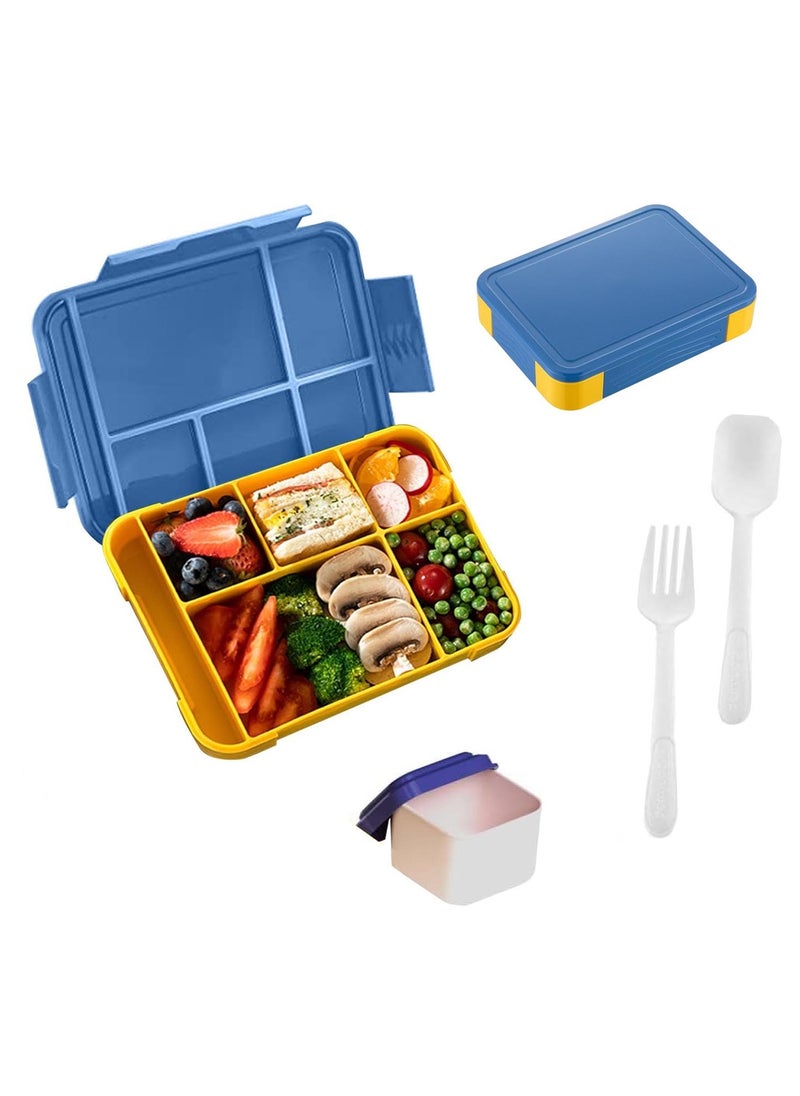 TYCOM Tycom Lunch Box for Kid Bento Box Children School Children's Lunch Box with Compartments Leak-proof Lunch Box for Girls and Boys Snack Box Blue Yellow.  - Image 1