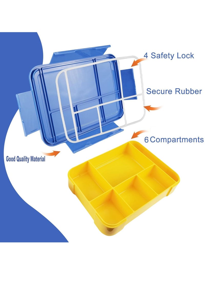 TYCOM Tycom Lunch Box for Kid Bento Box Children School Children's Lunch Box with Compartments Leak-proof Lunch Box for Girls and Boys Snack Box Blue Yellow.  - Image 4