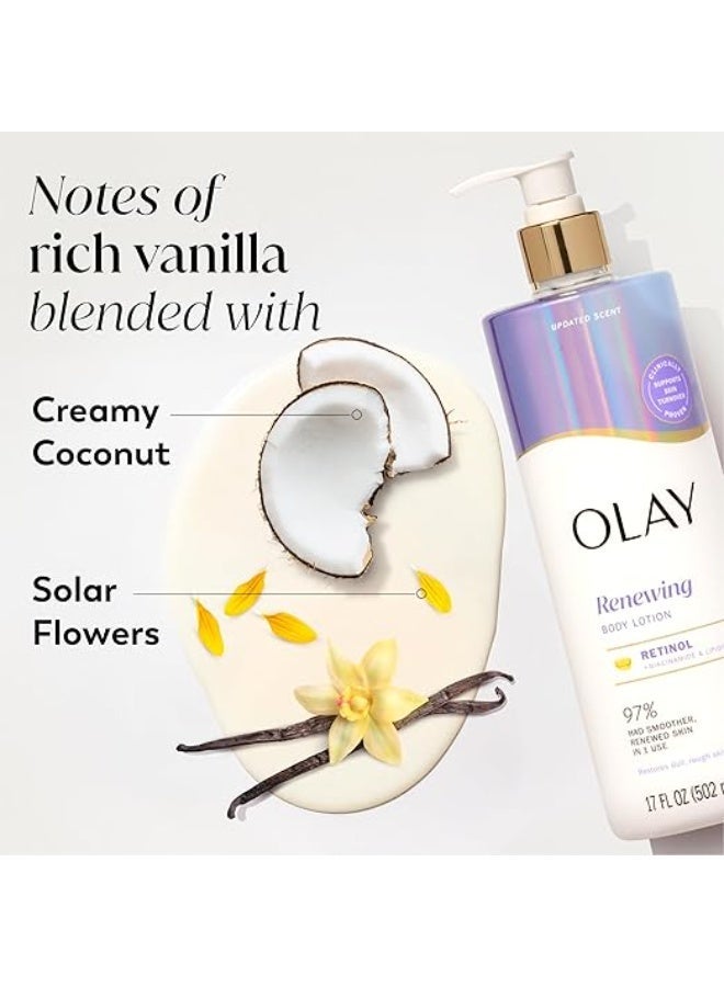 Olay Body Lotion Smoothing for Women with Retinol, 24hr Moisturizing, Vitamin E & Vitamin B3 Complex, Fast Absorbing Formula - Image 2