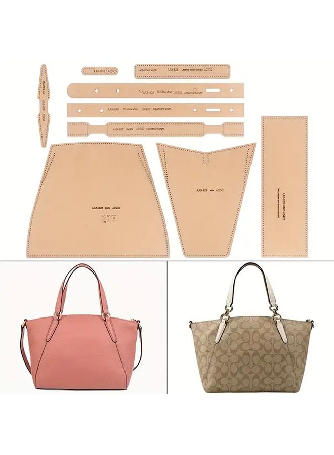 1 Set DIY Leather Craft Handbag Wallet Organizer Kraft Paper Template With Sewing Holes - Image 1