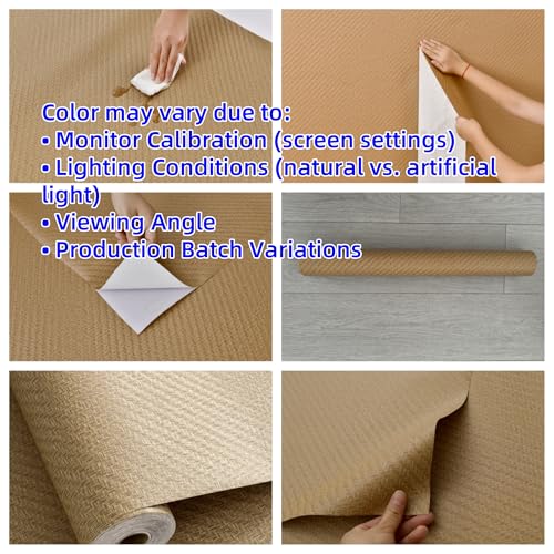 Haimin Fabric Wallpaper Textured Contact Paper (24in X 393in) Grasscloth Peel and Stick Faux Linen Wall Paper Self Adhesive Vinyl Wallpaper (Tan) - Image 2